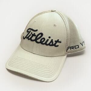 Titleist Pro V1 FJ - Tan Mesh Flex Fit Golf Hat - Medium / Large- New Era
